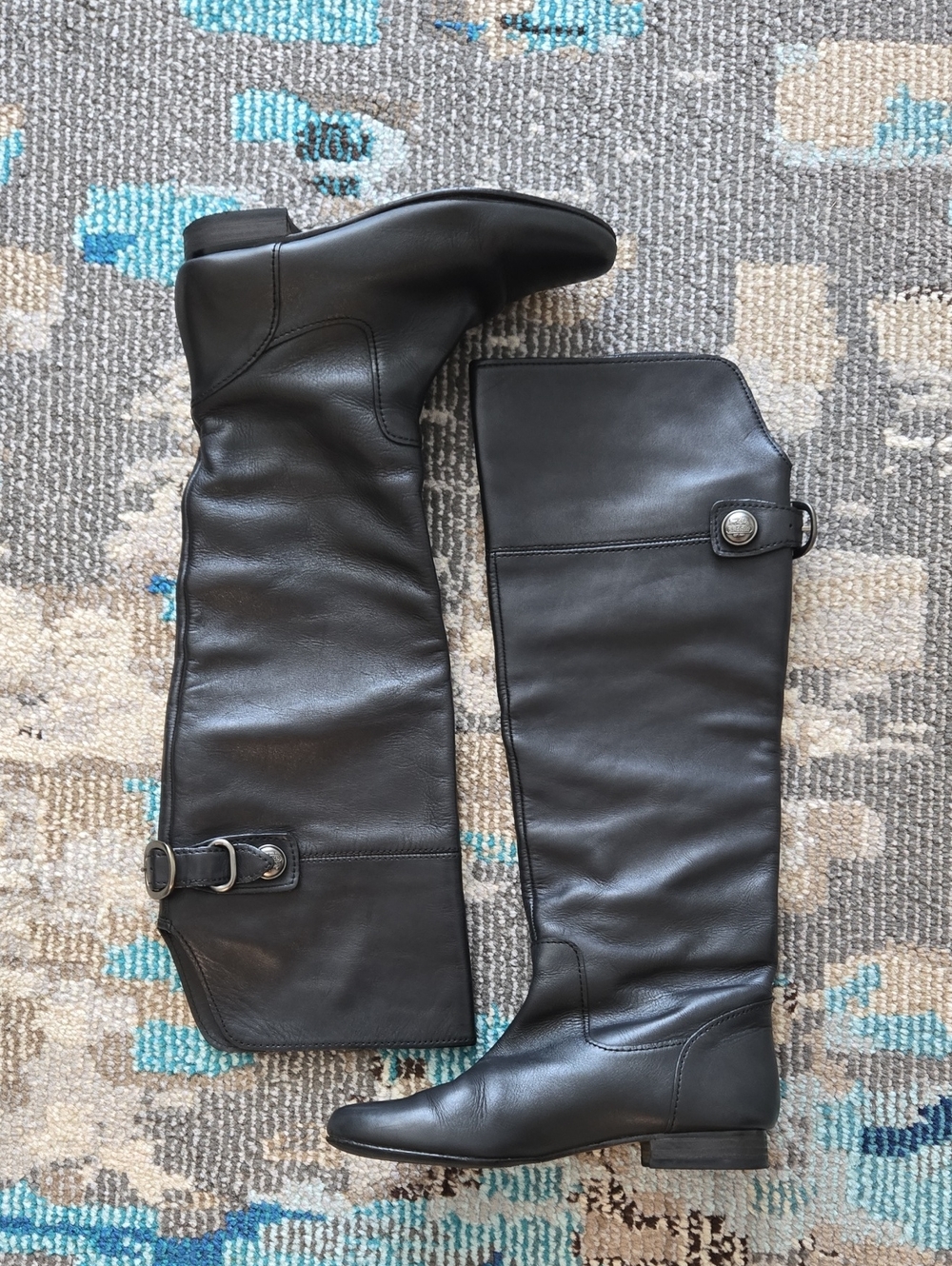 Coach Benita Women's Tall Leather Riding Boots - Black, Size 5